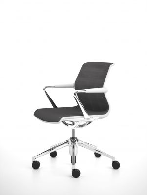 Vitra Unix Chair Bürostuhl mit Armlehnen, Fünfsternfuß und Rollen, ergonomisch und modern.